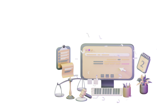 3D workflow concept of law professional lawyer