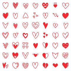 Vector illustration. Big set of hearts icons. Various forms.