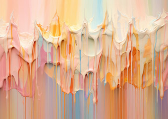 Candy colours dripping on the canvas, bubblegum and pastel colours