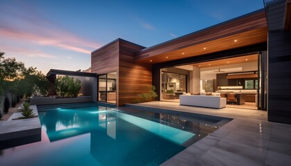 Fototapeta premium Beautiful custom outdoor kitchen & living area design of high-end luxury style custom homes.