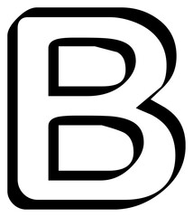 Modern uppercase letter B alphabet character isolated on transparent background. Classic lettering minimal fashion design.