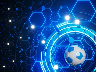 football ball 3d object. 3d illustration. graphic background element. sport abstract backdrop. soccer render design competition concept art. digital technology element beautiful lighting ground empty