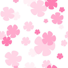 seamless pattern with pink flowers on white background