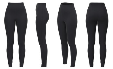 Yoga Pants. Leggings mockup. Women leggins template. Black Sport Yoga pants - obrazy, fototapety, plakaty