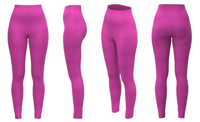 Yoga Pants. Leggings mockup. Women leggins template. Pink Sport Yoga pants - obrazy, fototapety, plakaty