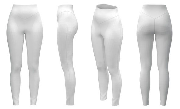 Tight Leggings Women White Color Front Stock Illustration 1512647414