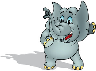 Obraz na płótnie Canvas Gray Surprised Elephant with Open Mouth