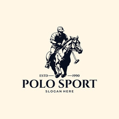 Polo horse and player sign Logo vector design