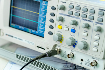 Dijital oscilloscope Background color screen close up