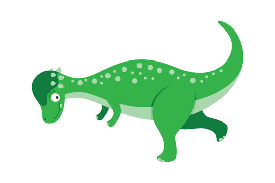 Dinosaur Cartoon Illustration Isolated In White Background. Adorable comic dinosaurs character. Cute baby dinosaur. Prehistoric cartoon animals of Jurassic era.