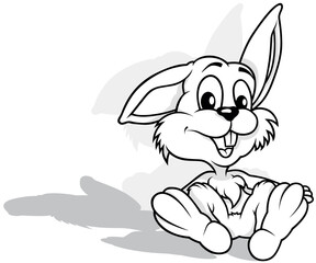 Drawing of a Cute Bunny Sitting on the Ground