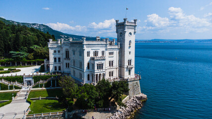 Miramare Castle Trieste Italy drone aerial view. Landscape, background  © Ruslan