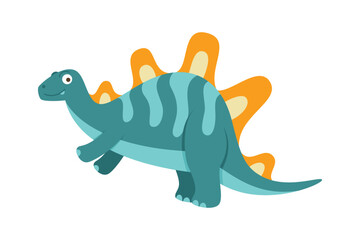 Dinosaur Cartoon Illustration Isolated In White Background. Adorable comic dinosaurs character. Cute baby dinosaur. Prehistoric cartoon animals of Jurassic era.