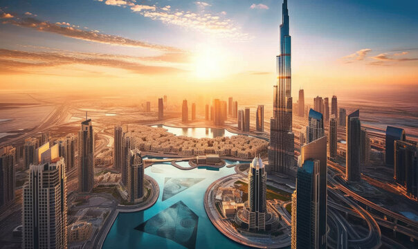 Capturing the Magical Dubai Sunset - Immerse yourself in the awe-inspiring beauty of a Dubai sunset with this captivating image