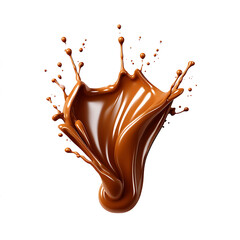 Splash of chocolate illustration, isolated object transparent background. Ai Generative