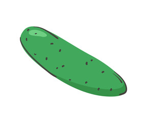 Hand drawn cucumber isolated on a white background. Vector illustration. Colorful and minimalistic. For sticker and design.