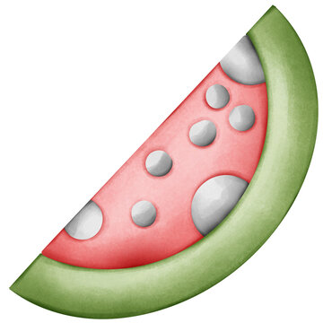 Single red ladybud watermelon illustration