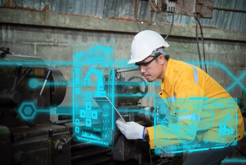 Engineers use industrial quality monitoring tablets to develop eco systems for the environment, Co2, Carbon Dioxide, HUD.