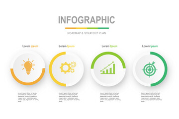 infographic elements  template, business concept with , 4 steps  , minimal round shape design for workflow layout, diagram, annual report, web design.Creative banner, label vector