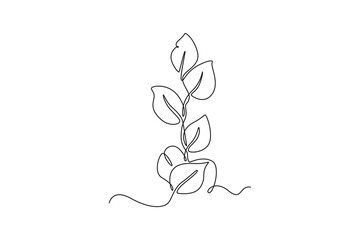 Single one line drawing plants and herbs concept. Continuous line draw design graphic vector illustration.