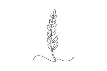 Single one line drawing plants and herbs concept. Continuous line draw design graphic vector illustration.
