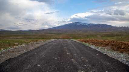 mountain road in village valley