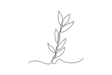 Single one line drawing plants and herbs concept. Continuous line draw design graphic vector illustration.