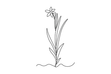 Fototapeta na wymiar Single one line drawing plants and herbs concept. Continuous line draw design graphic vector illustration.