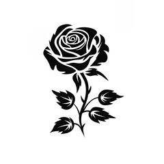 Fototapeta na wymiar Symbol of a Black Rose on White Backround
