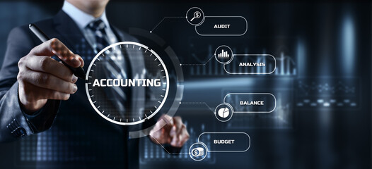 Accounting audit business finance concept on screen.