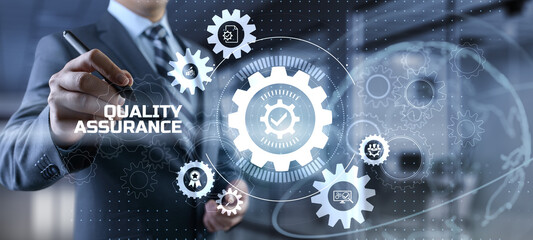 Quality assurance standard control certification technology concept.