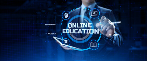 Online education internet learning e-learning concept on digital interface.