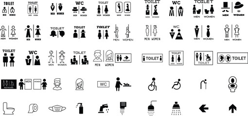 Toilet icon vector illustration. Girls and boys restrooms sign and symbol. bathroom sign. wc - obrazy, fototapety, plakaty