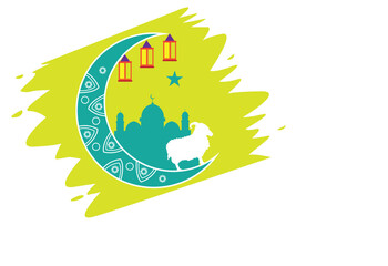 Eid-Aladha or Feast of Sacrifice Muslim Tradition Concept. Editable Clip Art.
