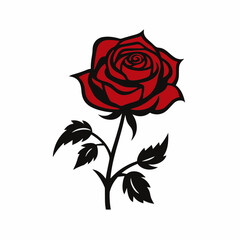 Black and White Rose Vector Illustration