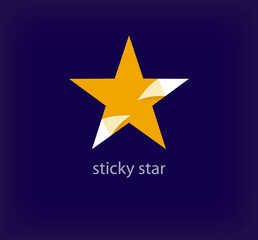 Creative peeled or folded star logo. Unique color transitions. Unique star logo template. vector