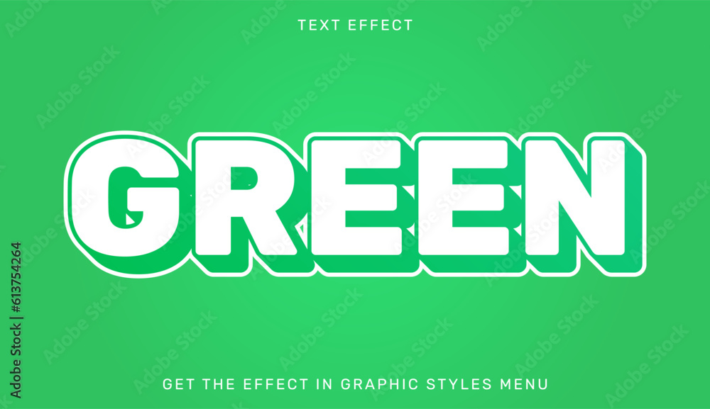 Poster editable green text effect in 3d style with green and white colors. text emblem for branding or busi