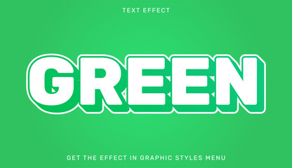 Editable green text effect in 3d style with green and white colors. Text emblem for branding or business logo