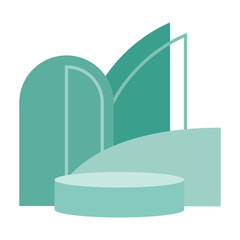 Minimalist Podium Stage illustration With Pastel Color. Aesthetic Podium Stage Illustration for Stage showcase, product display presentation.