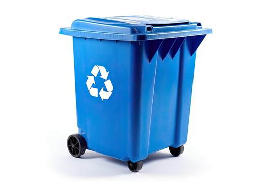 Blue Recycling Bin On A White Background