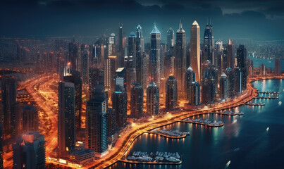 Fototapeta na wymiar Dubai marina showcasing sky scappers scene