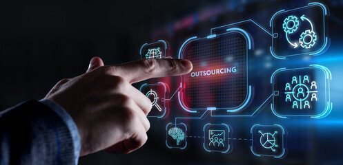 Business, Technology, Internet and network concept. Outsourcing Human Resources.