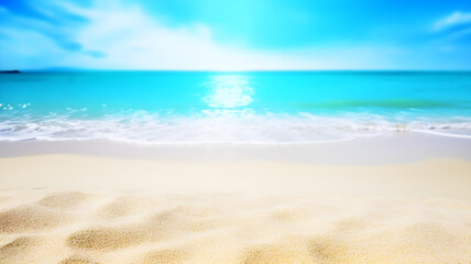 Fototapeta na wymiar Beautiful beach with white sand and blue sky 
