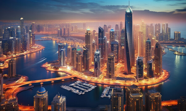 Dubai marina showcasing sky scappers scene