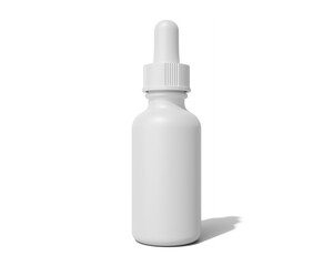 Blank White plastic dropper bottle packaging isolated on transparent background, prepared for mockup, 3D render.	