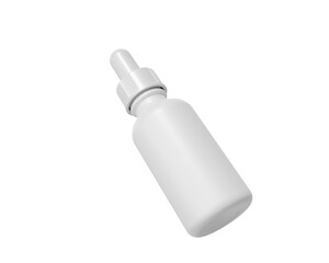 Blank White plastic dropper bottle packaging isolated on transparent background, prepared for mockup, 3D render.	