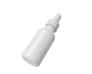 Blank White plastic dropper bottle packaging isolated on transparent background, prepared for mockup, 3D render.	