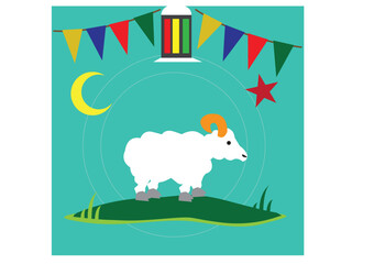 Eid Al Adha or Feast of sacrifice Muslim celebration concept. Editable Clip Art.