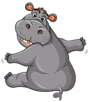 Hippopotamus In Cartoon Style