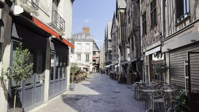 Tours famous for its original medieval district &ndash; Vieux Tours. Place Plumereau lined with wood-framed, stone-gabled townhouses dating back to the 12th-15th centuries